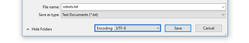 রোবটস ডট টিএক্সটি (robots.txt) ফাইলের 'UTF-8' এনকোডিং
